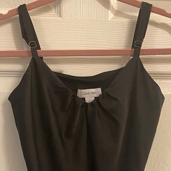 Black Satin Calvin Klein Lined Slip Dress (Machine Washable!) - Picture 2 of 5